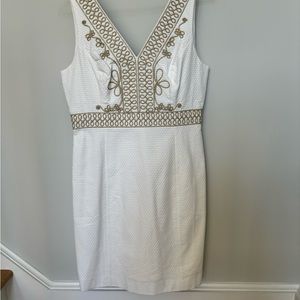 Lilly Pulitzer beautiful white dress with gold accent. Size 8.  New with tags !